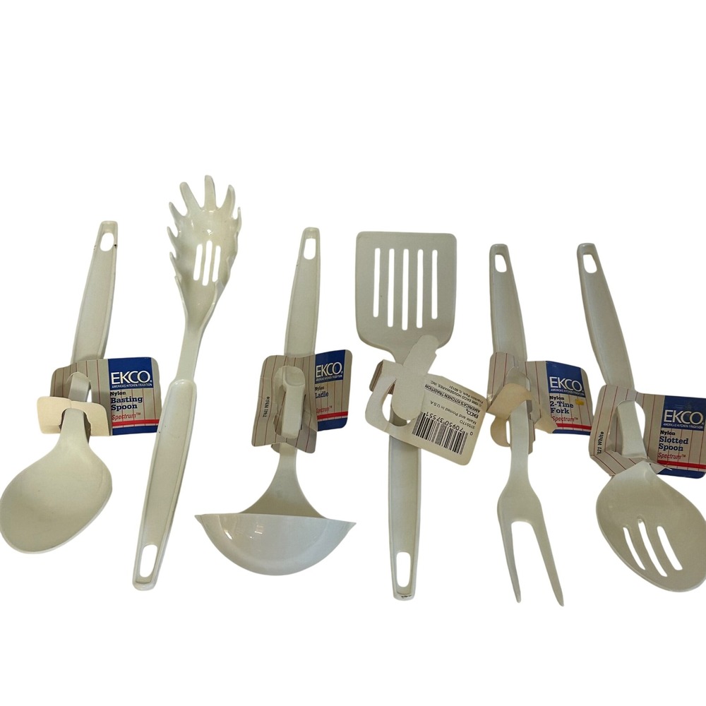 EKCO Kitchen Utensil Set White NEW Spectrum Nylon 6 Piece Nostalgia MCM 1986